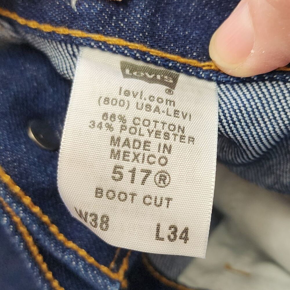 Levis 517 Bootcut Jeans Mens 38x34 (actual 31) Dark Wash Denim Classic Western - Picture 6 of 8